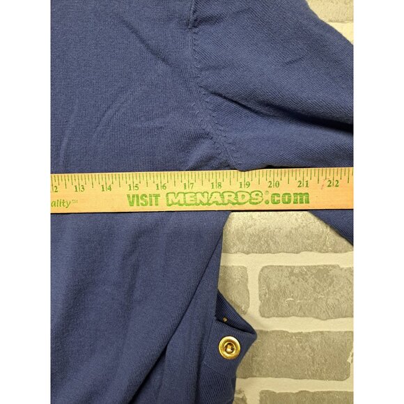 Cabi Womens Blue Knit Crop Cardigan Gold‎ Jeweled Button  Size Medium - Picture 8 of 8